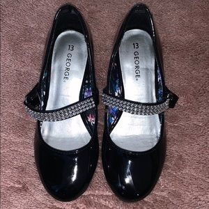 Leather black kids heels!